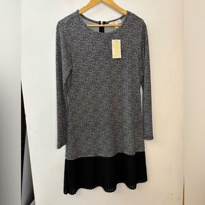 NWT Michael Michael Kors Houndstooth Pleated Hem Dress
